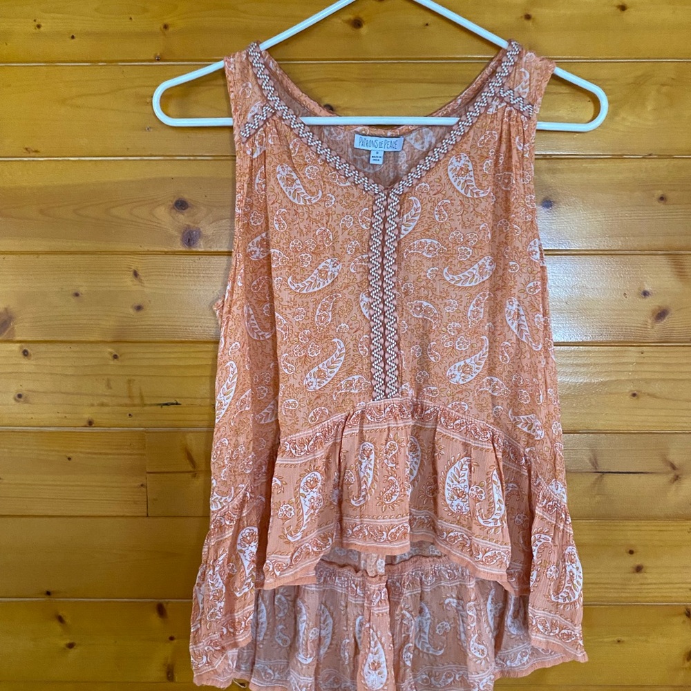 Orange boho tank top